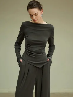 Pleated Draped Jersey Pants