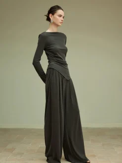 Pleated Draped Jersey Pants