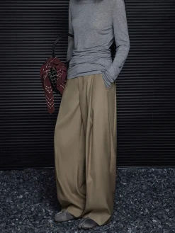 Pleated Draped Pants Without Belt