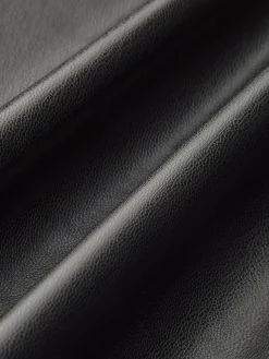 Pleated Faux Leather Panel Dress