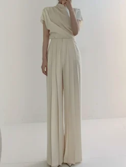 Pleated High Waist Wide Leg Pants