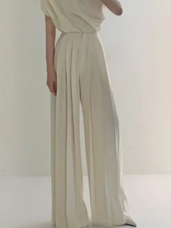 Pleated High Waist Wide Leg Pants