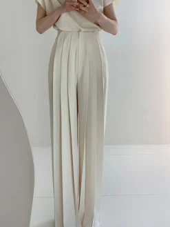 Pleated High Waist Wide Leg Pants