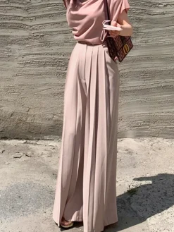 Pleated High Waist Wide Leg Pants