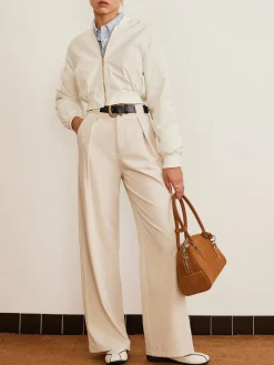 Pleated High-Waist Belted Pants