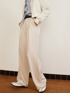 Pleated High-Waist Belted Pants