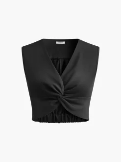 Pleated Knotted Tank Top