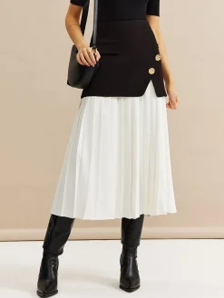 Pleated Panel Midi Skirt