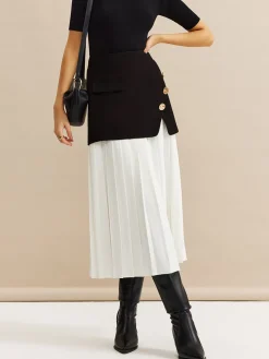 Pleated Panel Midi Skirt