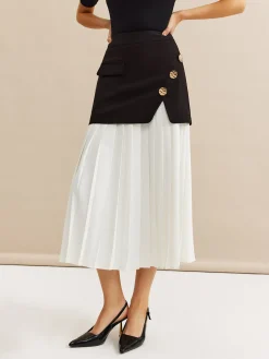 Pleated Panel Midi Skirt