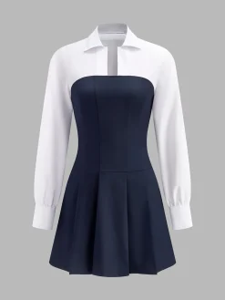 Pleated Panel Polo Dress
