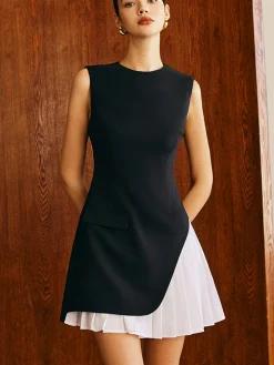 Pleated Panel Tank Dress