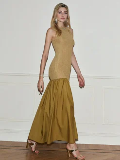 Pleated Panel Tank Long Dress