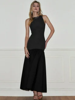 Pleated Panel Tank Long Dress