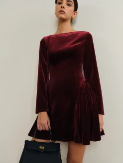 Pleated Panel Velvet Dress