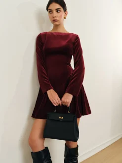 Pleated Panel Velvet Dress