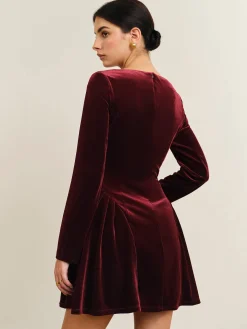 Pleated Panel Velvet Dress
