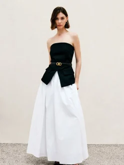 Pleated Plain Maxi Skirt