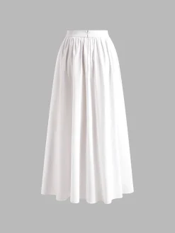 Pleated Plain Maxi Skirt