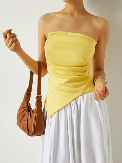 Pleated Plain Tube Top