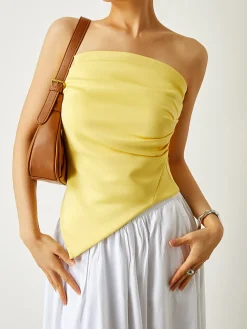 Pleated Plain Tube Top