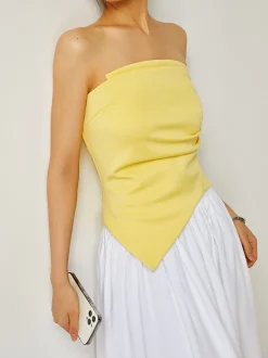 Pleated Plain Tube Top
