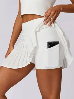 Pleated Pockets Active Skirt