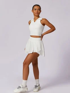 Pleated Pockets Active Skirt