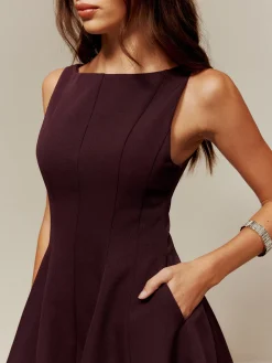 Pleated Pockets Tank Short Dress