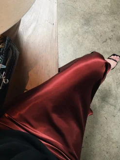 Pleated Satin Maxi Skirt