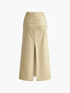 Pleated Sexy Corset Midi Skirt Set