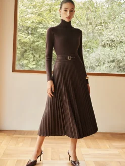 Pleated Suede Skirt