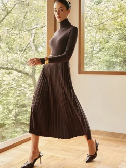Pleated Suede Skirt