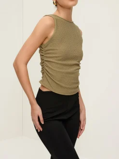 Pleated Tie Back Plisse Tank Top