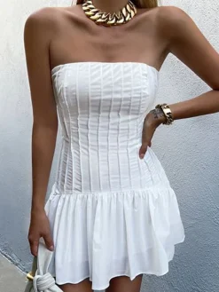 Pleated Tube Short Dress