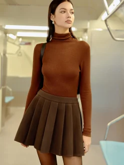 Pleated Tweed Mini Skirt