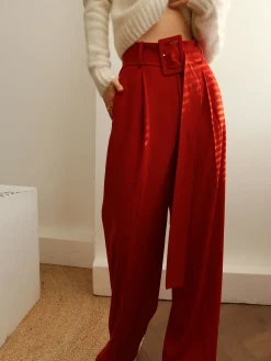Pleated Wide Belted Pants
