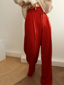 Pleated Wide Belted Pants