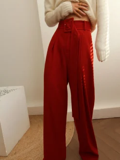 Pleated Wide Belted Pants