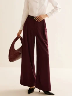 Pleated Wide Leg Pants Without Belt