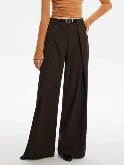 Pleated Wide-Leg Pants With Belt