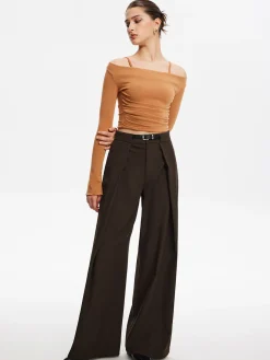 Pleated Wide-Leg Pants With Belt