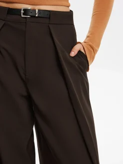 Pleated Wide-Leg Pants With Belt