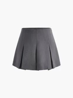 Pleated Zipper Mini Skirt