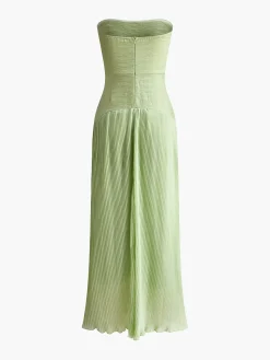 Pleated Zipper Plisse Tube Dress