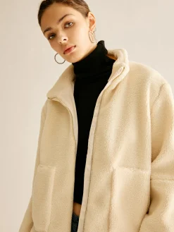 Pockets Zipper Warm Fleece Jacket
