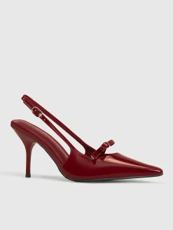Pointed Toe Bow-Decor Slingback Pumps