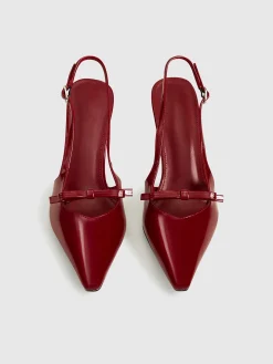 Pointed Toe Bow-Decor Slingback Pumps