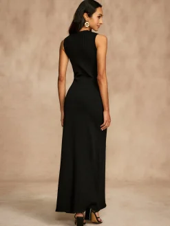 Pointelle Split Button Sweater Dress