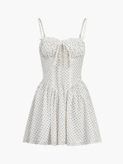 Polka Dot Knotted Cami Short Dress